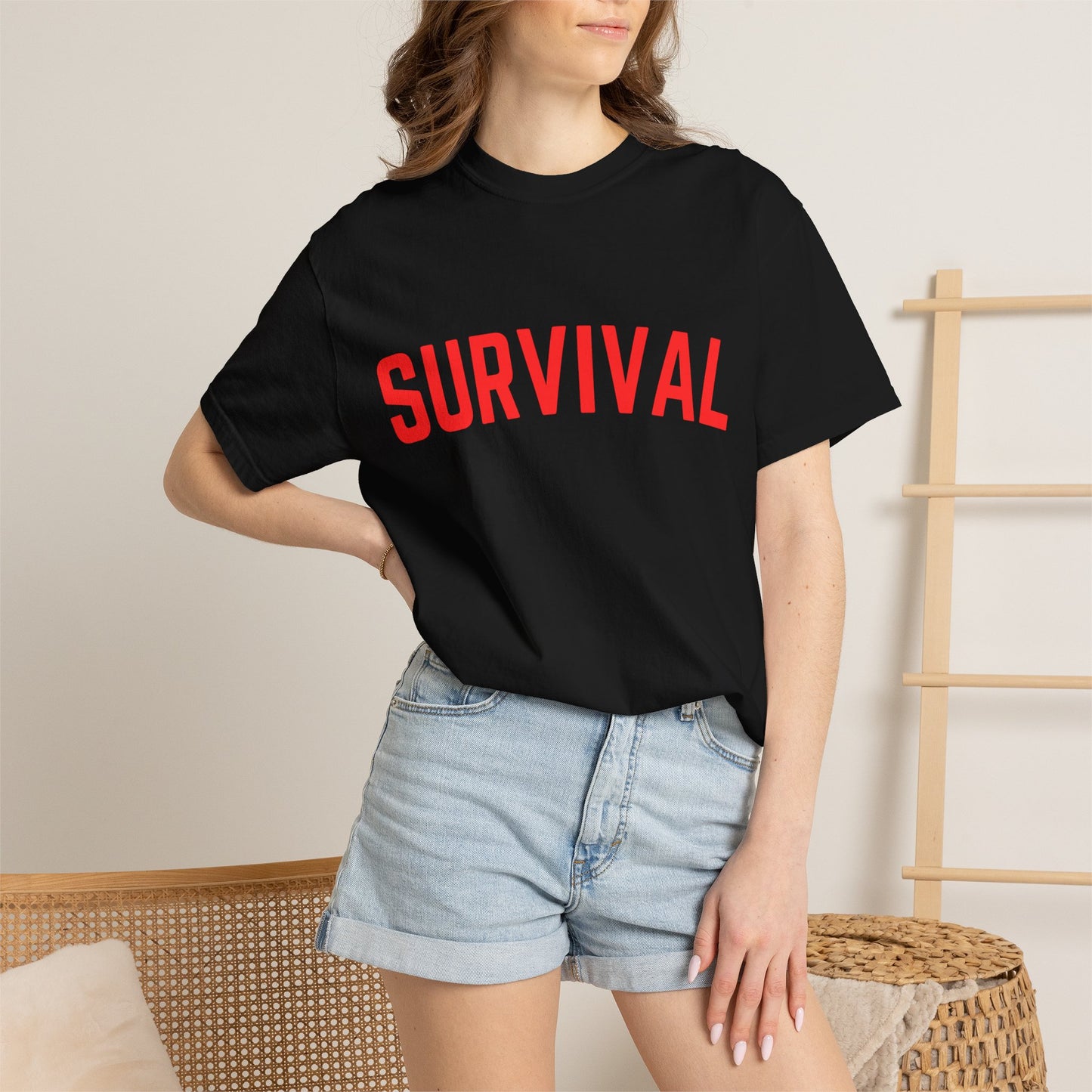 Survival Graphic T-Shirt — Bold Retro Lettering Tee