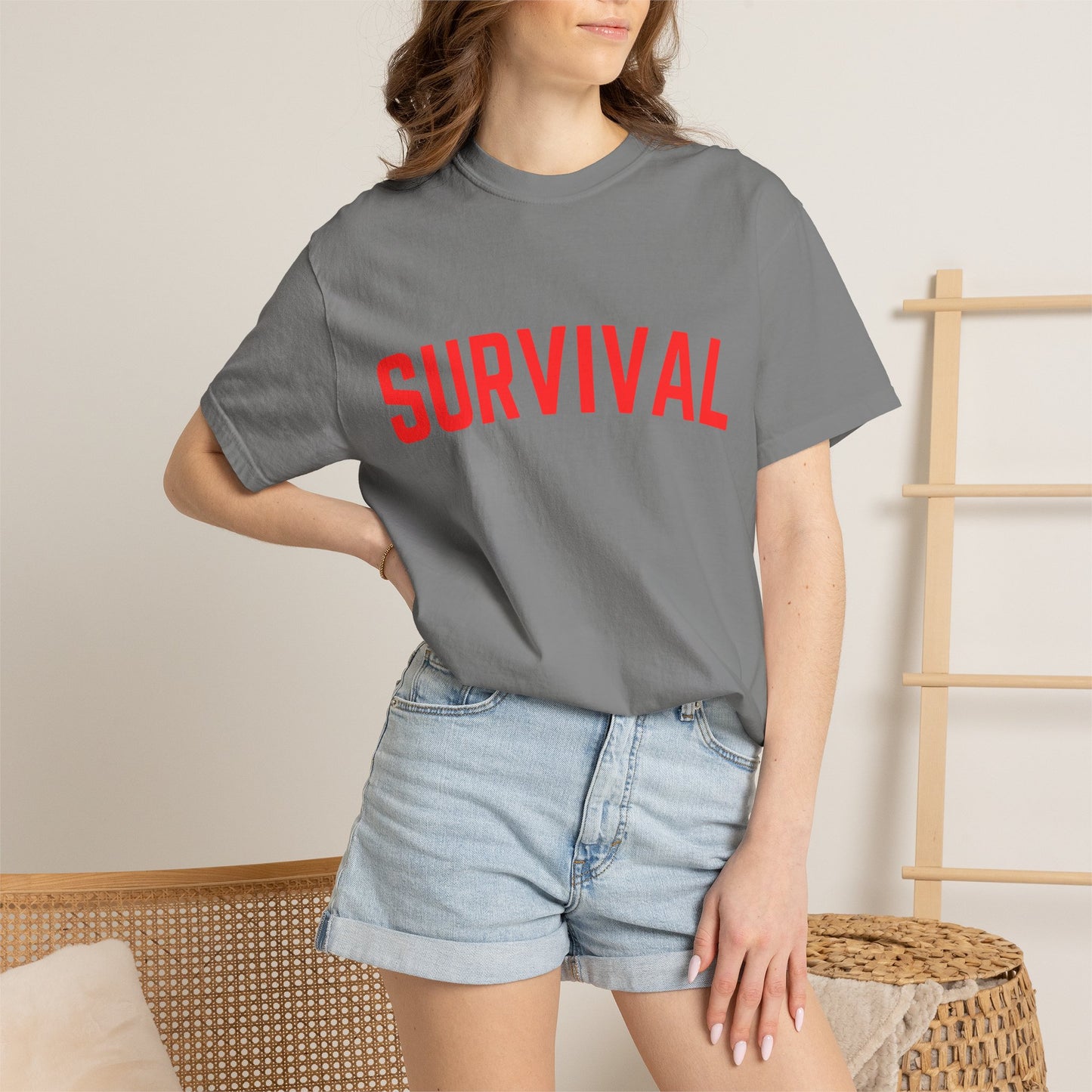 Survival Graphic T-Shirt — Bold Retro Lettering Tee